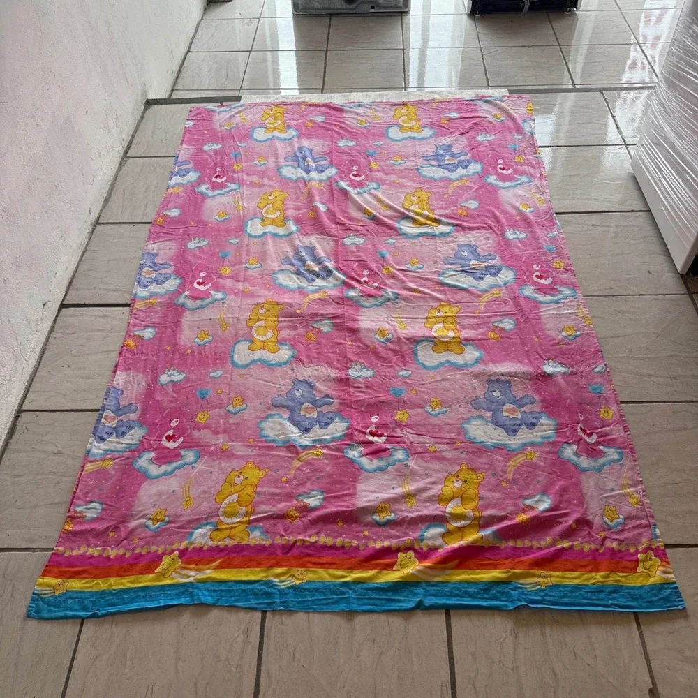 3pc Vintage Care Bears Twin Sheets 2 Flat 1 Fitted Pink Franco Rainbow
